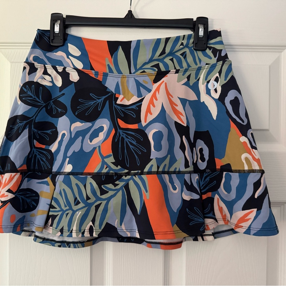 Dona Jo tennis, pickle ball athletic skirt. Colorful Floral Skirt